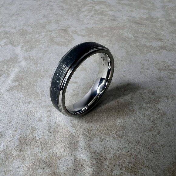 Triton Men’s Tungsten Carbide Black Inlay Band Ring Size 10 6mm - Picture 2 of 4